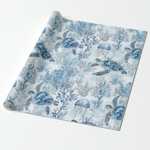 Dreamy Blue Under the Sea Baby Shower Wrapping Paper