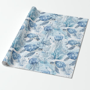 Dreamy Blue Under the Sea Baby Shower Wrapping Paper