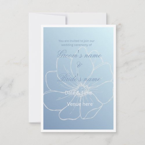 Dreamy Blue Watercolor Floral Wedding Invitation