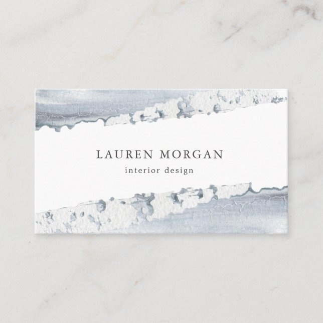 Dreamy Blue watercolor paint stroke Business Card (Front)