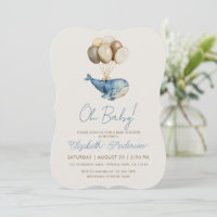 Dreamy Blue Whale and Balloons Boy Baby Shower