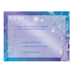 Dreamy Blue Winter Tree Wedding RSVP (4.25x5.6) Postcard