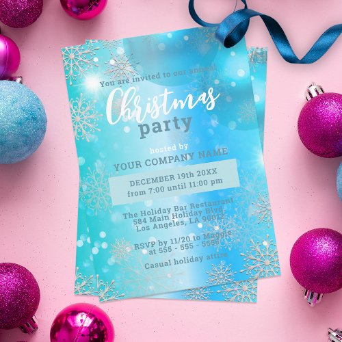 Dreamy Blue Winter Wonderland Corporate Christmas Invitation
