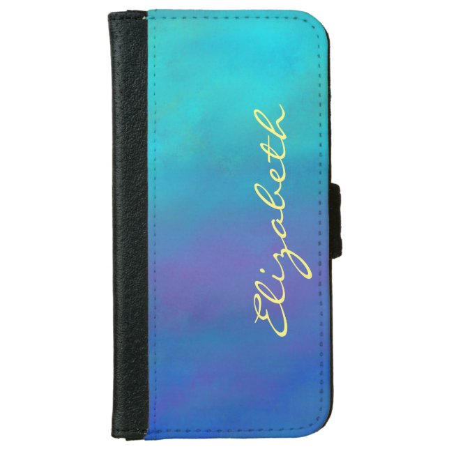 Dreamy Blues Abstract Design iPhone Wallet Case (Front)