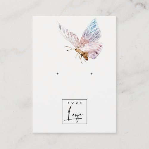 Dreamy Blush Aqua Butterfly Logo Earring Display Business Card
