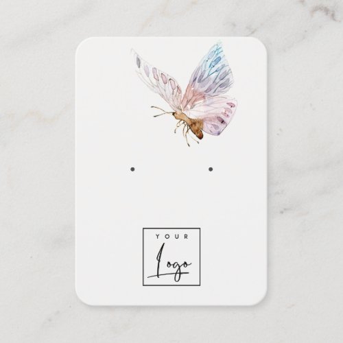 Dreamy Blush Aqua Butterfly Logo Earring Display  Business Card