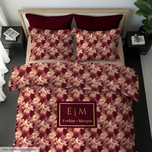 Dreamy Blush Burgundy Gold Personalized Boho Duvet