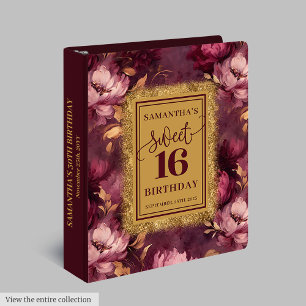 Dreamy Blush Burgundy Gold Sweet 16 Ring Binder
