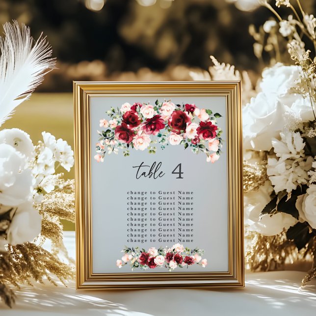 Dreamy Blush & Burgundy Wedding Seating Chart (Creator Uploaded)