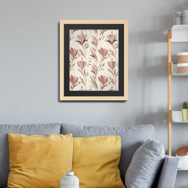  Dreamy Blush Floral Wallpaper Framed Art (Living Room 3)
