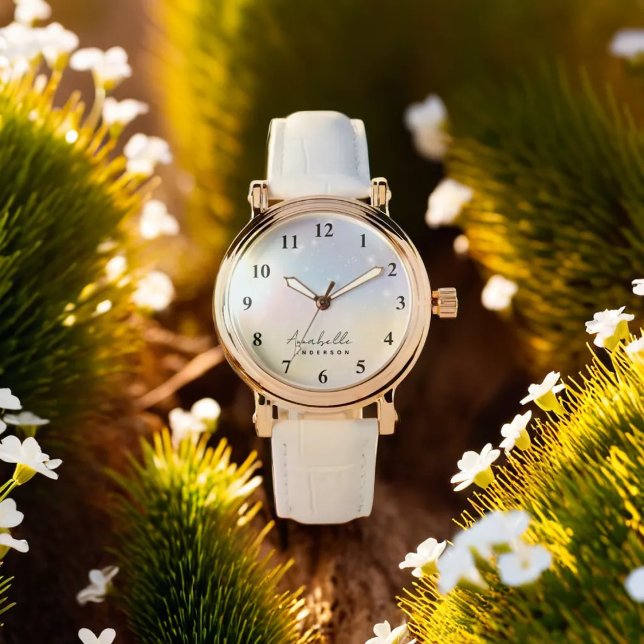 Dreamy Blush Glitter Customize Neutral Stylish Watch (Creator Uploaded)