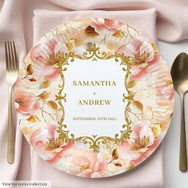 Dreamy Blush Gold Wedding Paper Plates (Dreamy Blush Gold Wedding Paper Plates)