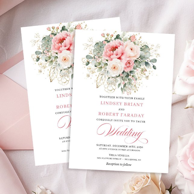 Dreamy Blush Rose Floral Wedding Invitation (Dreamy Blush Rose Floral Wedding Invitation)