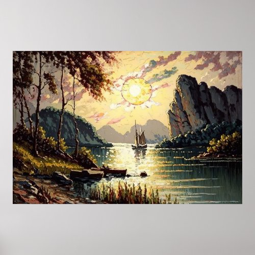 Dreamy Boat Sailing Out to Sea Fine Art Poster