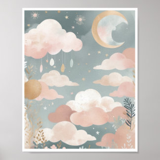 dreamy boho abstract art kids Wall Poster Decor