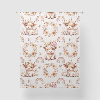 Dreamy Boho Highland Cow Nursery Sheer Curtains