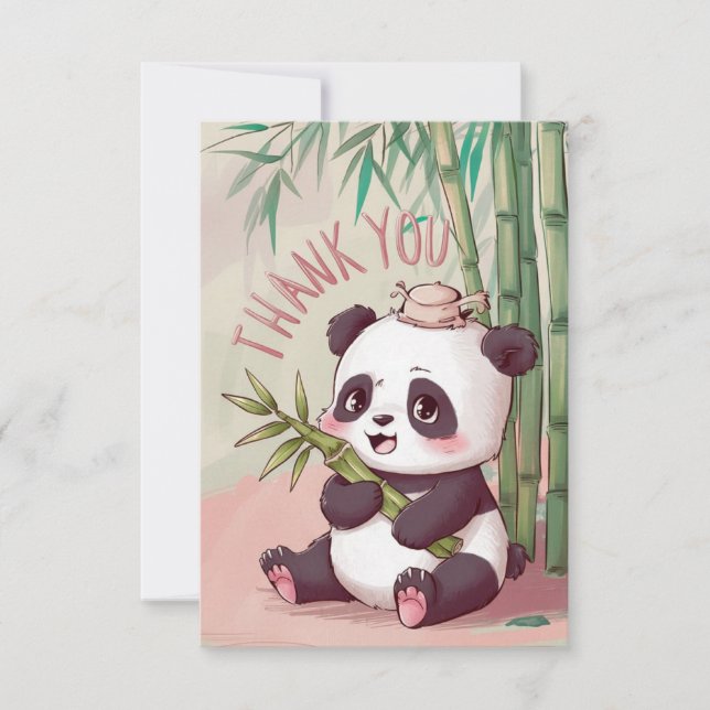 Dreamy Boho Panda Thank You Card (Front)