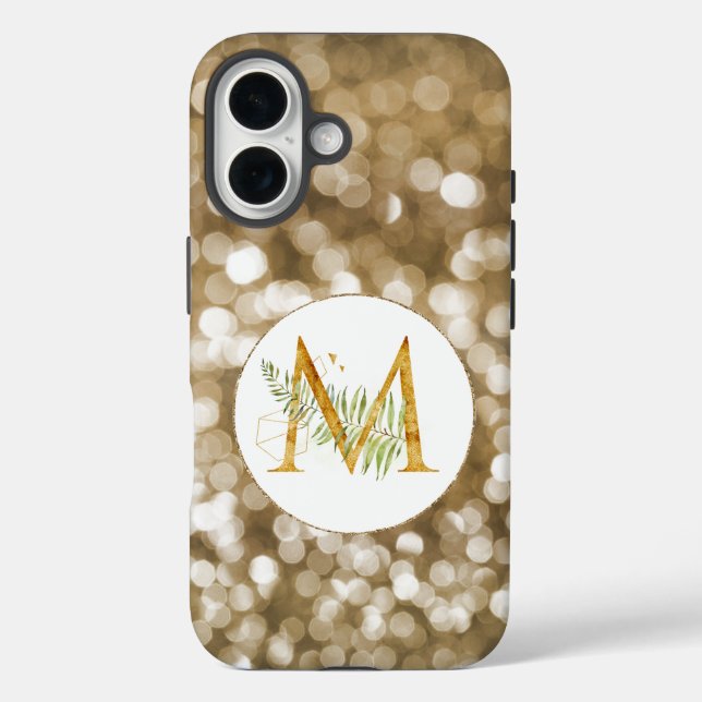 Dreamy Bokeh Gold Floral Letter M Monogram Case-Mate iPhone Case (Back)