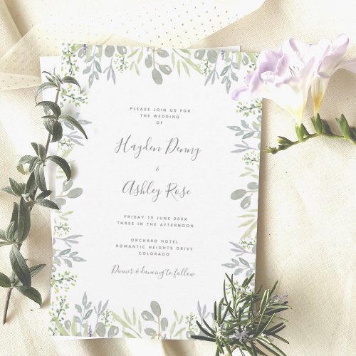 Dreamy botanical greenery Wedding Invitation