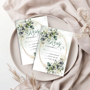 Dreamy Botanical Watercolor Boho Green Wedding   RSVP Card