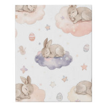 Dreamy Bunny Clouds Nursery Canvas Wall Art