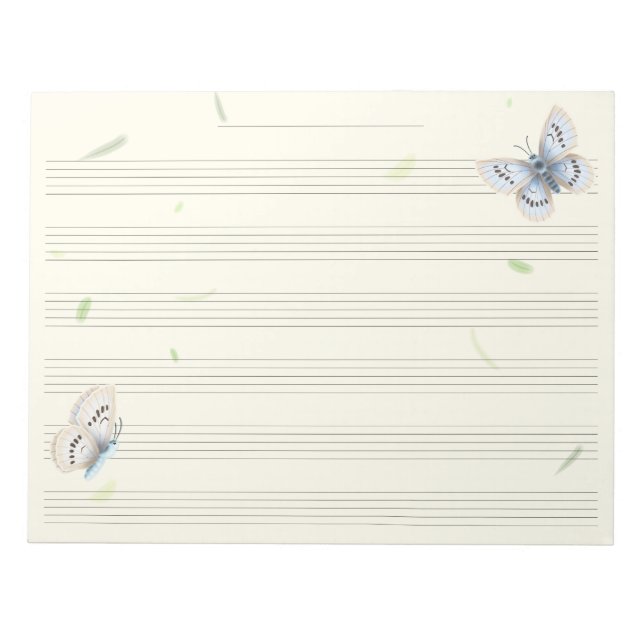 Dreamy Butterflies Music Manuscript Paper Musician Notepad (Front)