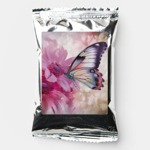 Dreamy Butterfly with Pink Flowers Coffee Drink Mix