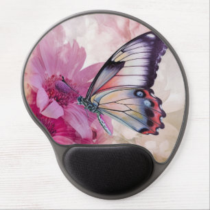 Dreamy Butterfly with Pink Flowers Gel Mouse Pad