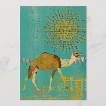 Dreamy Camel Baby Shower Sunshine Teal Invitation by Greyszoo at Zazzle