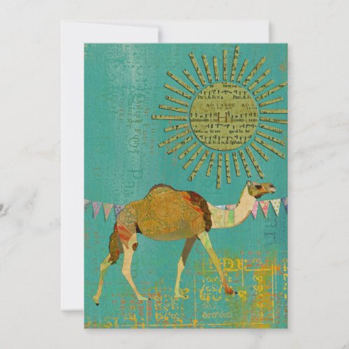 Dreamy Camel Baby Shower Sunshine Teal Invitation