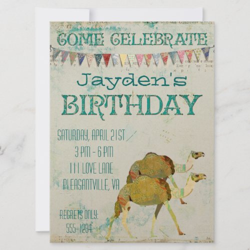 Dreamy Camels Birthday Invitation