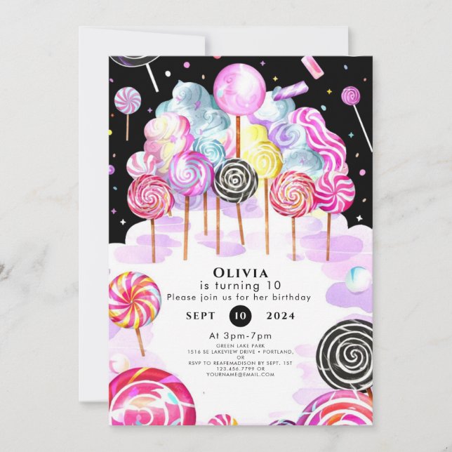 Dreamy Candyland Birthday Invitation (Front)