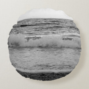 Dreamy Capri Ocean Sunset View 1 - BW Round Pillow