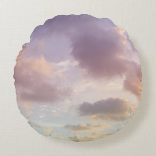 Dreamy Caribbean Clouds 8 - Unicorn Colors Round Pillow