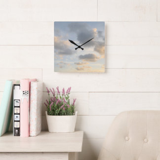 Dreamy Caribbean Clouds 9 Square Wall Clock