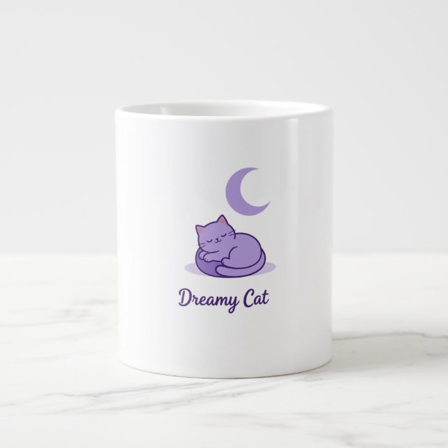 Dreamy Cat Moon Coffee Mug | Cute Purple Cat Gift (Front)