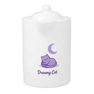 Dreamy Cat Moon Teapot | Purple Cat Gift