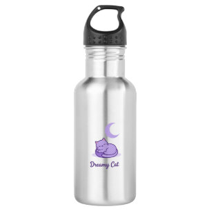 Dreamy Cat Moon Water Bottle Cute Purple Cat Fla