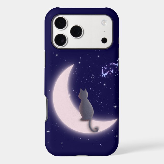 Dreamy Celestial Cat Design iPhone Case (Back)