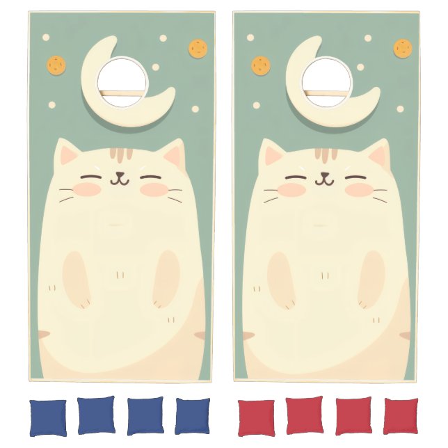 Dreamy Celestial Cat Moon & Stars Cornhole Set (Set)