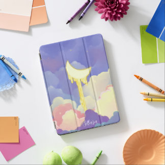 Dreamy Celestial Moon Pastel Clouds Personalized i iPad Pro Cover
