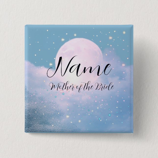 Dreamy celestial wedding bathed in moonlight button (Front)