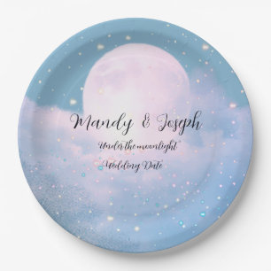 Dreamy celestial wedding bathed in moonlight paper plates
