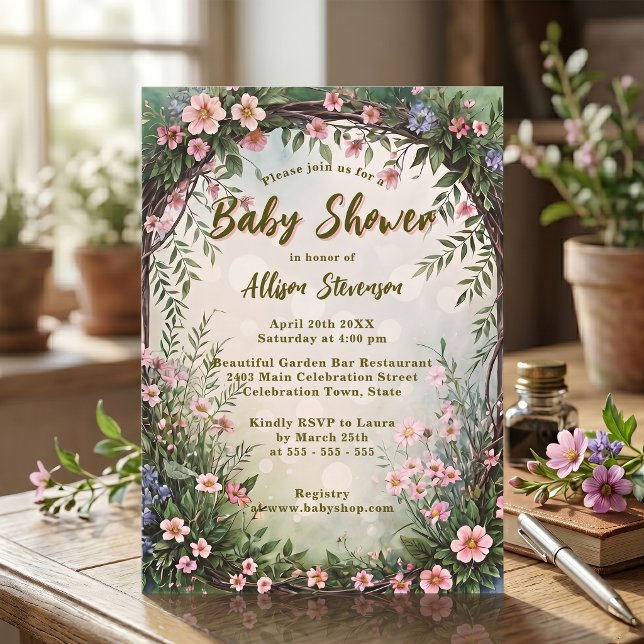 Dreamy Charming Spring Garden Party Baby Shower Invitation (Creator Uploaded)