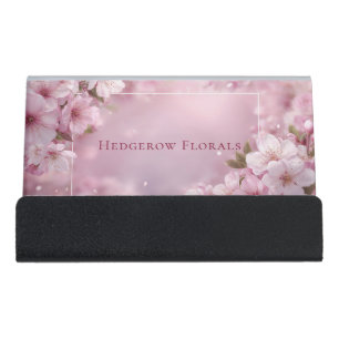 Dreamy Cherry Blossom Bokeh & Petals Desk Business Card Holder