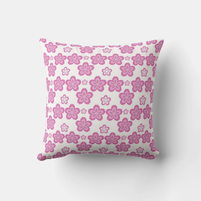 Dreamy Cherry Blossom Pink Flower Aesthetic  Throw Pillow (Back)