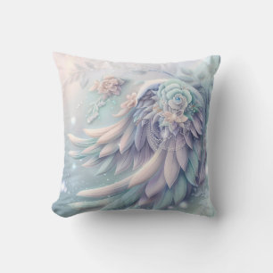 Dreamy Christmas Angel Wings Throw Pillow