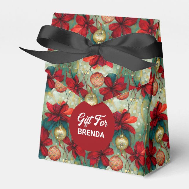Dreamy Christmas Flowers Pattern Favor Boxes (Front Side)