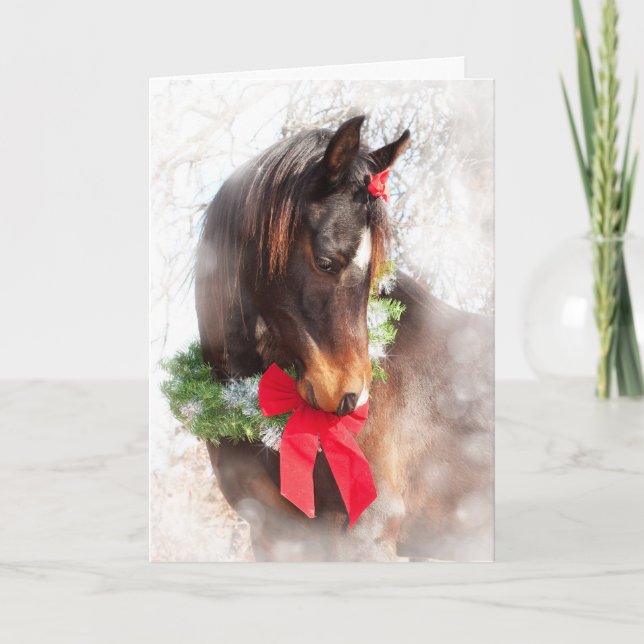 Dreamy Christmas Horse Holiday Card (Front)