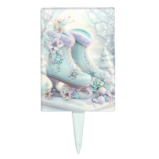Dreamy Christmas Ice Skates Cake Pick (Front)